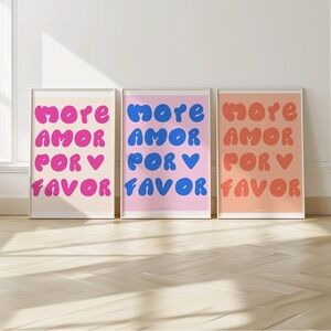 3pc Unframed Modern Minimalist Inspirational Colorful Art Print Set 12x16